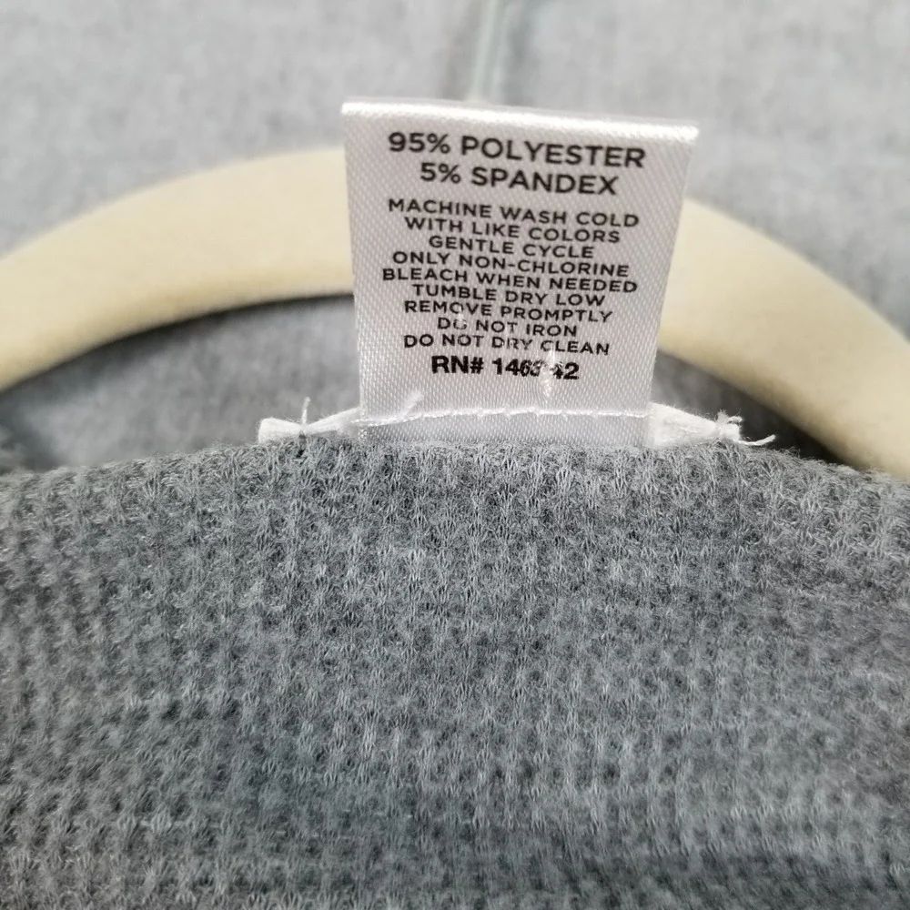 Geoffrey Beene Thermal Shirt Men Medium Gray Waffle Knit Long Sleeve See Through